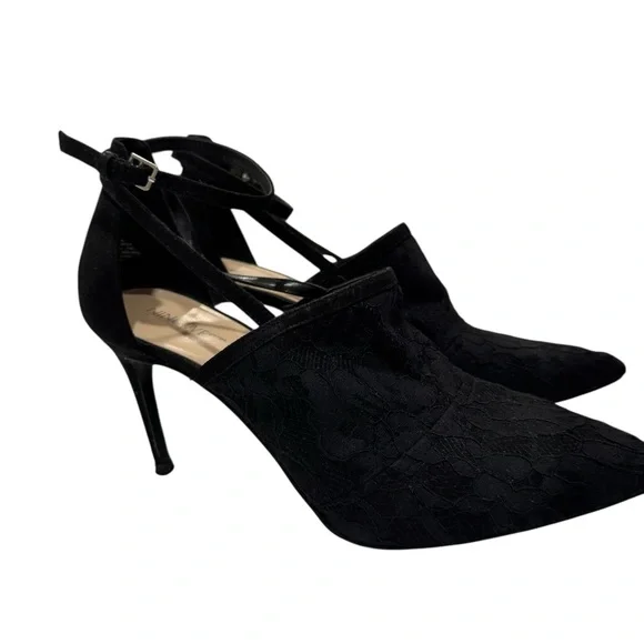 NINE WEST Sexy Lace Overlay Black Strap Pumps Heels 10 - Picture 16 of 17